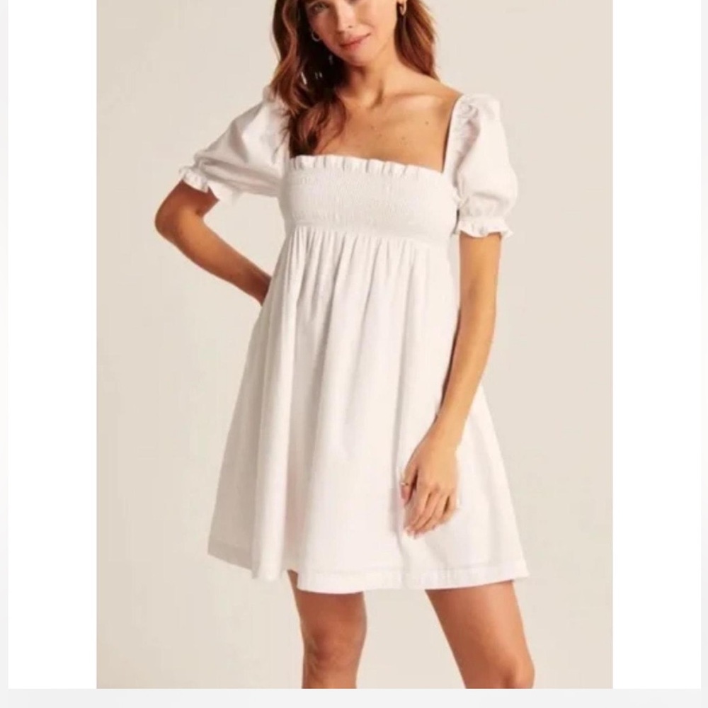 White smocked top babydoll dress size medium tall